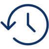 Icon Uhrzeitsymbol mit linksdrehendem Kreis: Zeitsparen