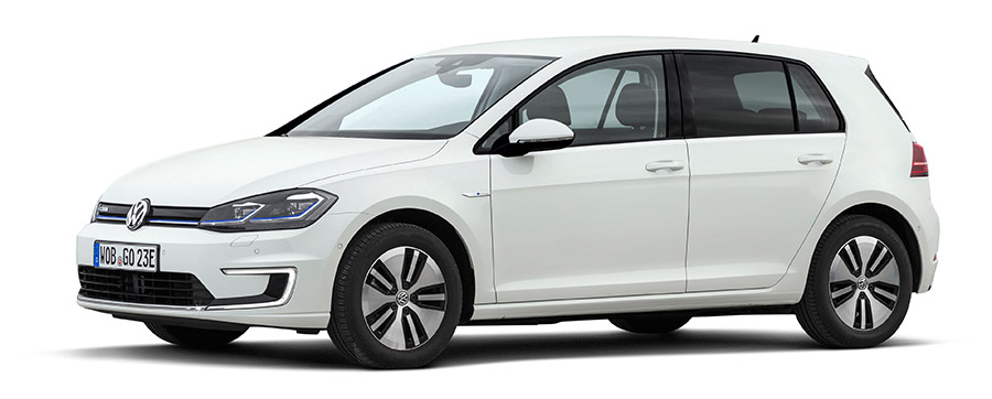 VW e-Golf in Weiß, Außenansicht